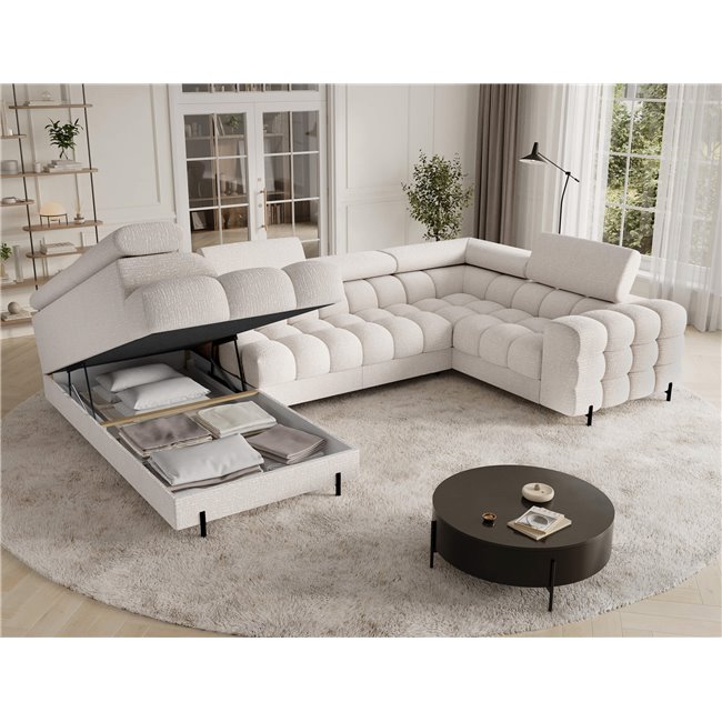 U-shaped sofa Efectory L, sleeping function, Baffix 20, dark beige, H93x346x205cm