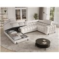 U-shaped sofa Efectory L, sleeping function, Baffix 20, dark beige, H93x346x205cm