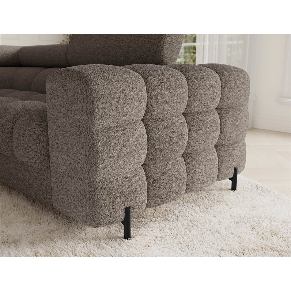 U-shaped sofa Efectory L, sleeping function, Royal 20, boucle, brown, H93x346x205cm
