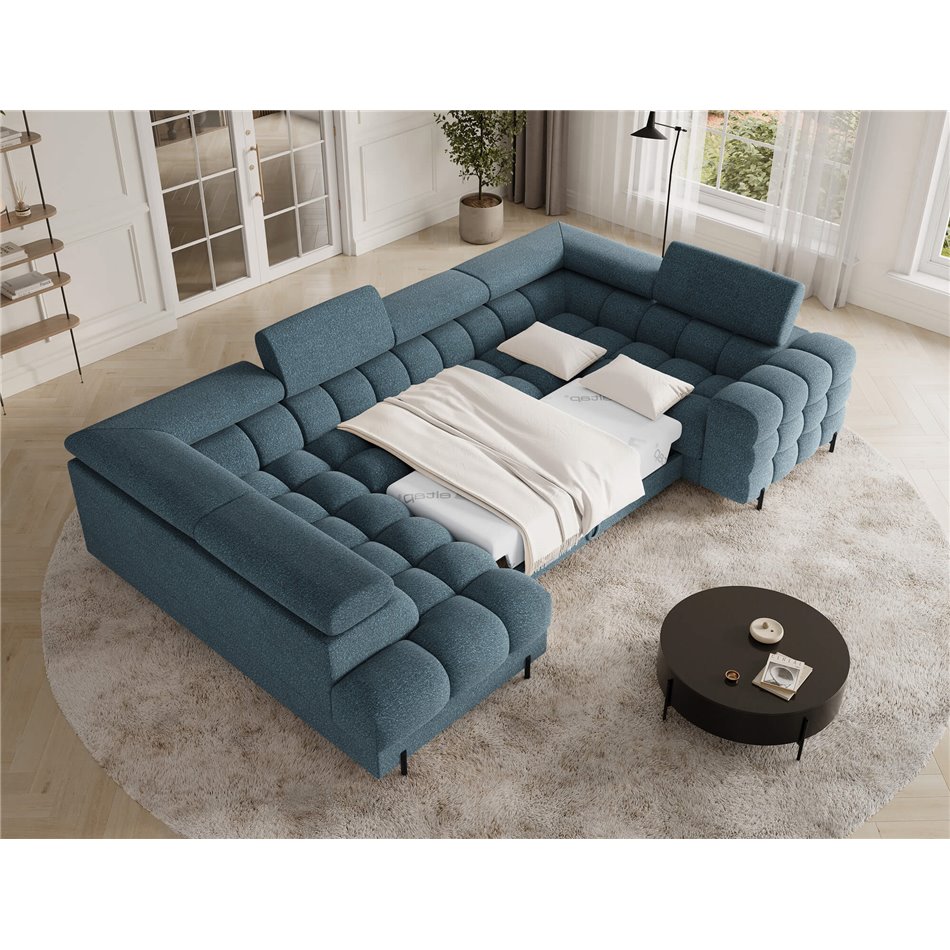 U-shaped sofa Efectory L, sleeping function, Jaffray 40, blue, H93x346x205cm