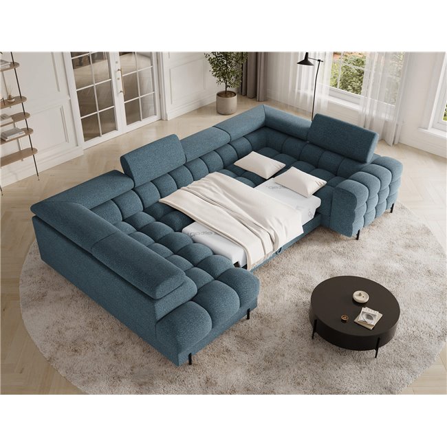 U-shaped sofa Efectory L, sleeping function, Jaffray 40, blue, H93x346x205cm