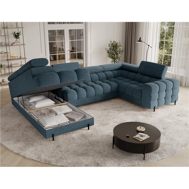 U-shaped sofa Efectory L, sleeping function, Jaffray 40, blue, H93x346x205cm