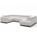 U-shaped sofa Efectory R, sleeping function, Royal 01, boucle, white, H93x346x205cm