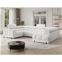 U-shaped sofa Efectory R, sleeping function, Royal 01, boucle, white, H93x346x205cm