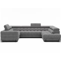 U-shaped sofa Efectory R, sleeping function, Royal 03, boucle, light grey, H93x346x205cm