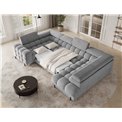 U-shaped sofa Efectory R, sleeping function, Royal 03, boucle, light grey, H93x346x205cm