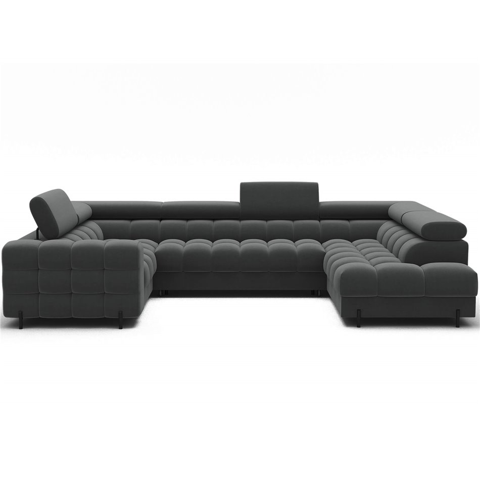 U-shaped sofa Efectory R, sleeping function, Sola 06, dark grey, H93x346x205cm