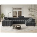 U-shaped sofa Efectory R, sleeping function, Sola 06, dark grey, H93x346x205cm