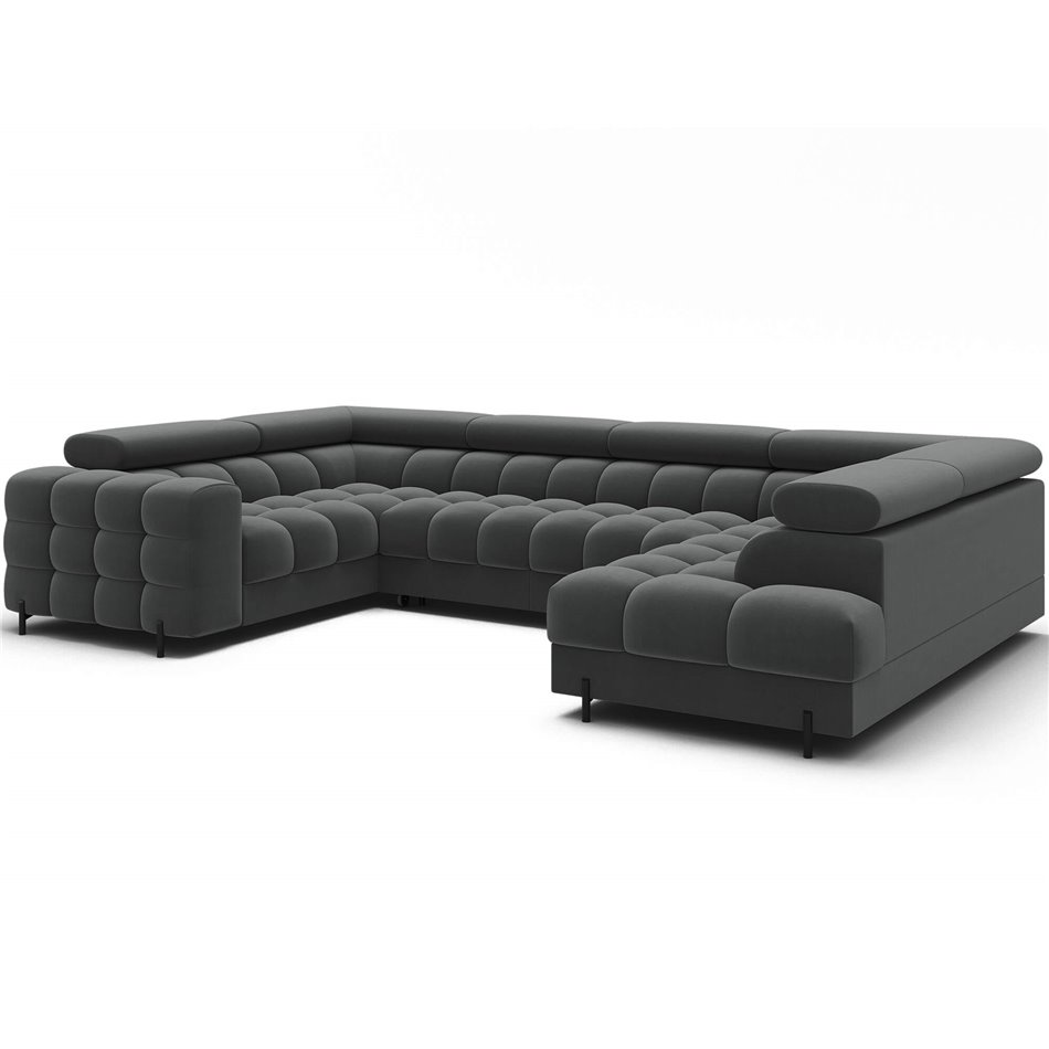 U-shaped sofa Efectory R, sleeping function, Sola 06, dark grey, H93x346x205cm