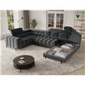U-shaped sofa Efectory R, sleeping function, Sola 06, dark grey, H93x346x205cm