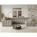 U formos kampinė sofa Efectory R, ištraukiama, Aura 18, aksomas, smėlio sp., H93x346x205cm