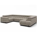 U formos kampinė sofa Efectory R, ištraukiama, Aura 18, aksomas, smėlio sp., H93x346x205cm
