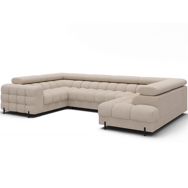U-shaped sofa Efectory R, sleeping function, Calmora 18, beige, H93x346x205cm