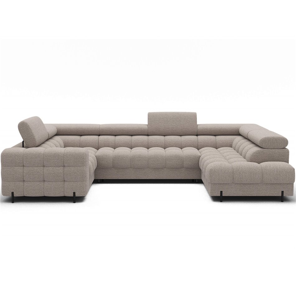 U-shaped sofa Efectory R, sleeping function, Royal 18, boucle, beige, H93x346x205cm