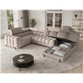U-shaped sofa Efectory R, sleeping function, Royal 18, boucle, beige, H93x346x205cm
