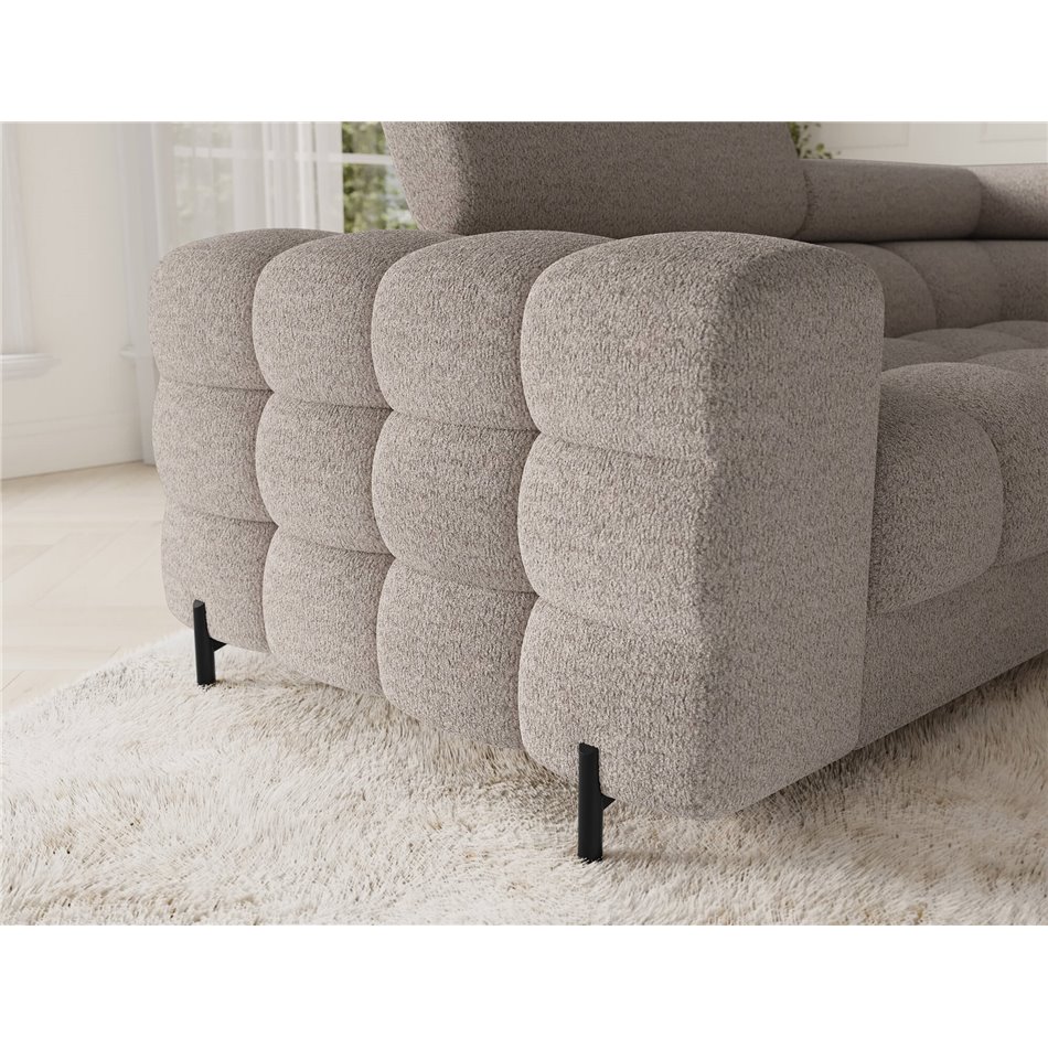 U-shaped sofa Efectory R, sleeping function, Royal 18, boucle, beige, H93x346x205cm