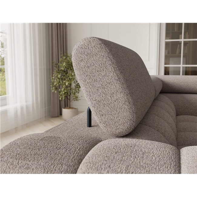 U-shaped sofa Efectory R, sleeping function, Royal 18, boucle, beige, H93x346x205cm