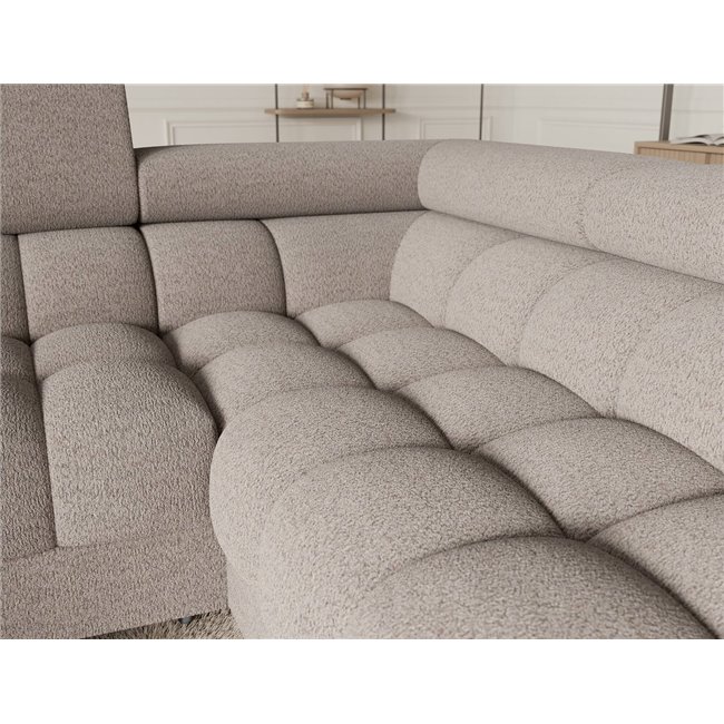 U-shaped sofa Efectory R, sleeping function, Royal 18, boucle, beige, H93x346x205cm