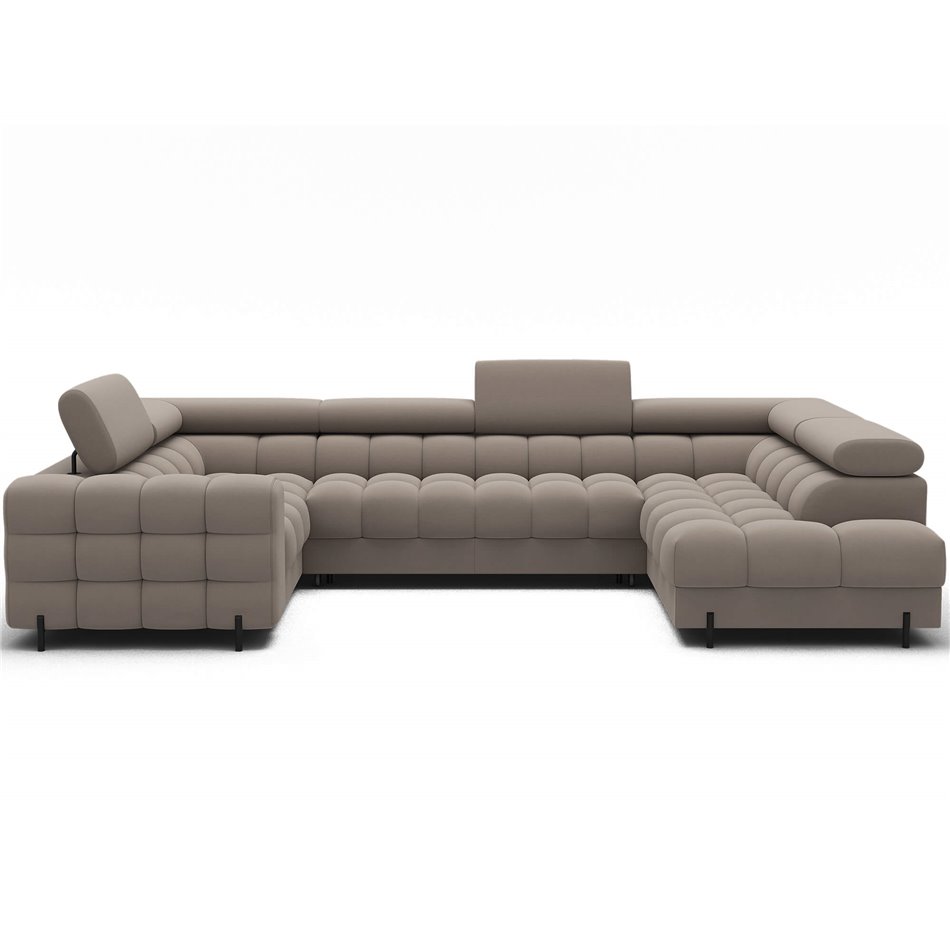 U-shaped sofa Efectory R, sleeping function, Sola 18, beige, H93x346x205cm