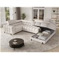 U-shaped sofa Efectory R, sleeping function, Baffix 20, beige, H93x346x205cm