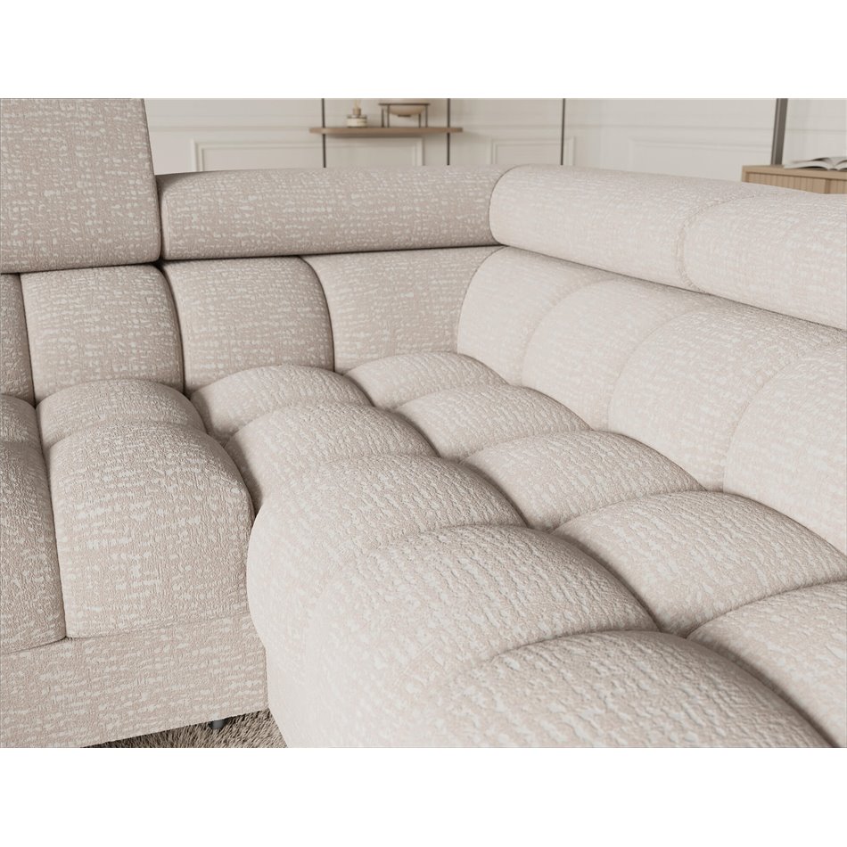 U-shaped sofa Efectory R, sleeping function, Baffix 20, beige, H93x346x205cm