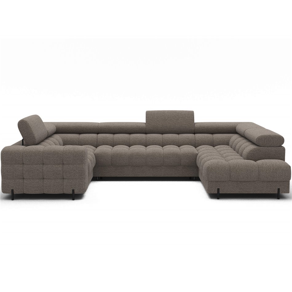 U-shaped sofa Efectory R, sleeping function, Royal 20, boucle, brown, H93x346x205cm
