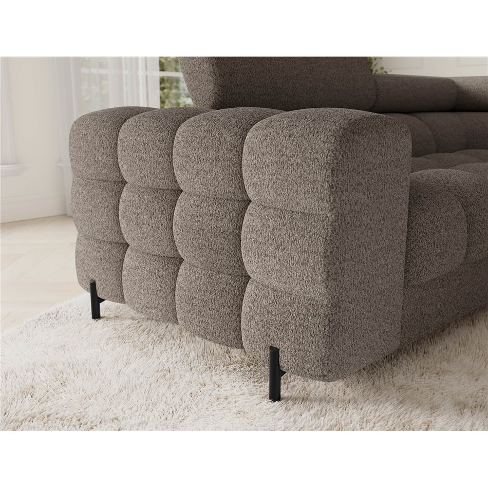 U-shaped sofa Efectory R, sleeping function, Royal 20, boucle, brown, H93x346x205cm