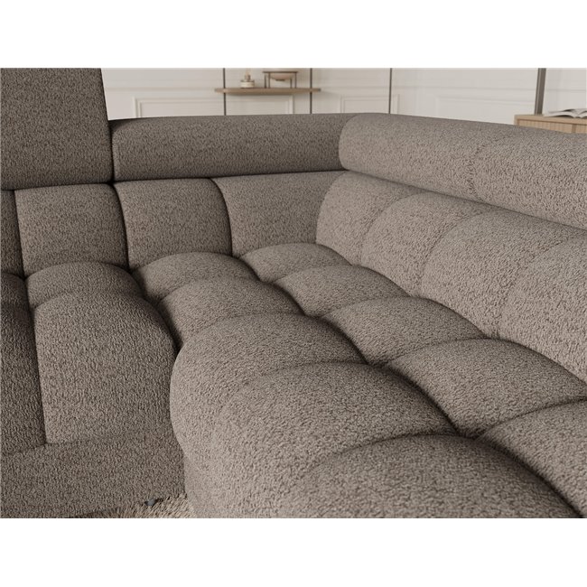 U-shaped sofa Efectory R, sleeping function, Royal 20, boucle, brown, H93x346x205cm
