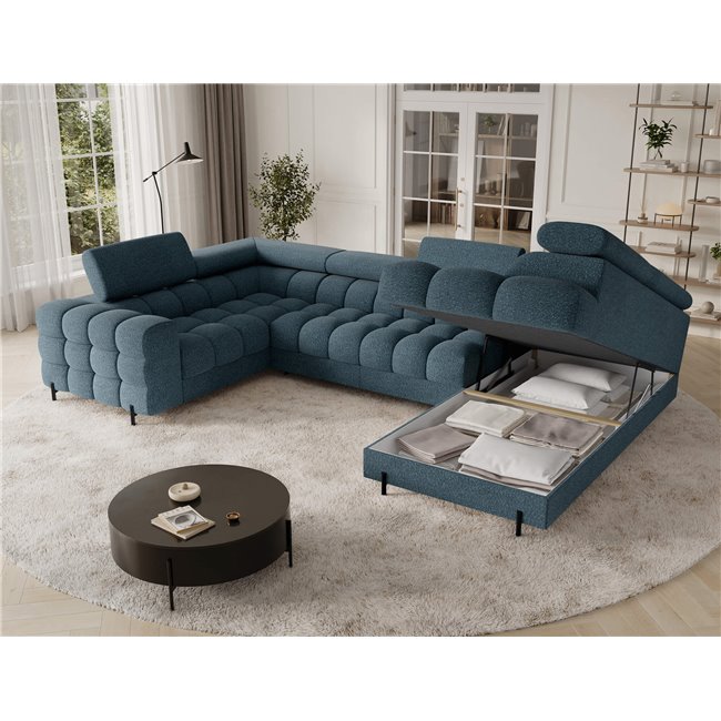 U-shaped sofa Efectory R, sleeping function, Jaffray 40, blue, H93x346x205cm