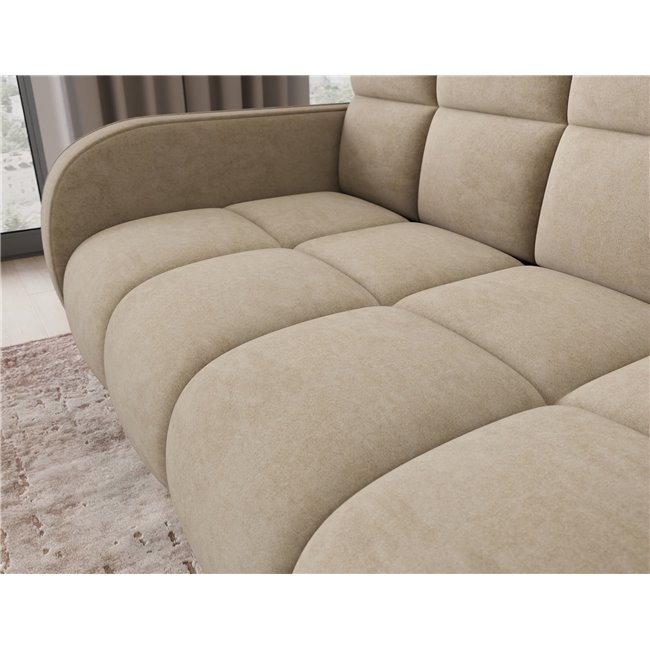 Sofa bed Eldeverio 3-seater, sleeping function, Aura 18, velvet, beige, H83x154x103cm