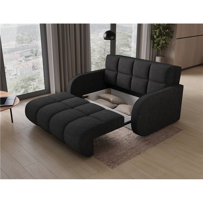 Диван-кровать Eldeverio 3-местный, раздвижной, Poco 10, черный, H83x154x103cm