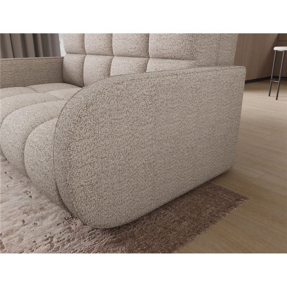 Диван-кровать Eldeverio 3-местный, раздвижной, Royal 18, букле, бежевый, H83x154x103cm