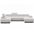 U-shaped sofa Elferaria L, sleeping function, Royal 01, boucle, white, H93x358x202cm