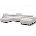 U-shaped sofa Elferaria L, sleeping function, Royal 01, boucle, white, H93x358x202cm