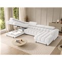 U-shaped sofa Elferaria L, sleeping function, Royal 01, boucle, white, H93x358x202cm