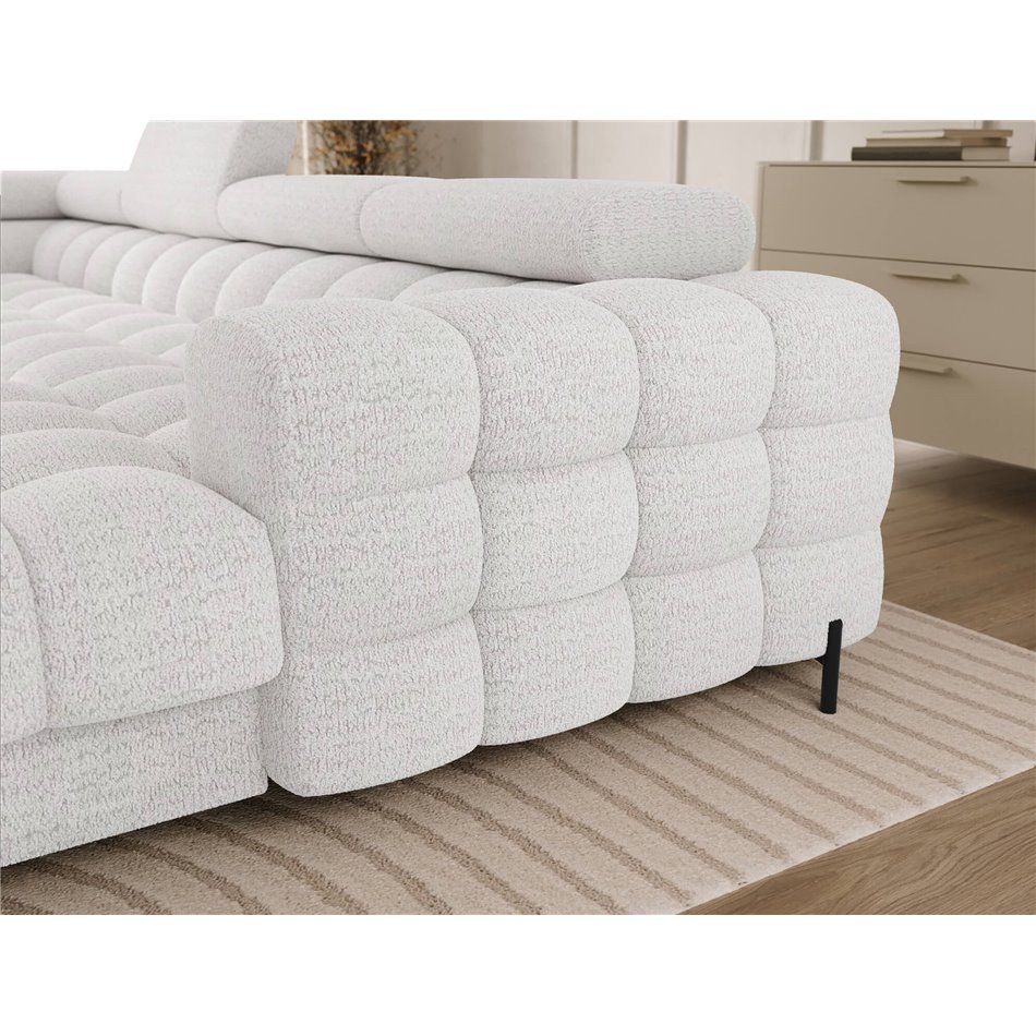 U-shaped sofa Elferaria L, sleeping function, Royal 01, boucle, white, H93x358x202cm
