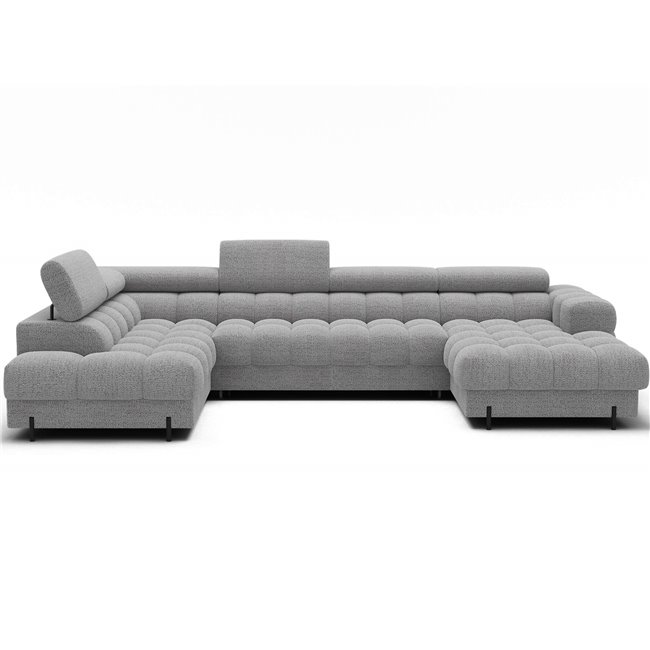 U-shaped sofa Elferaria L, sleeping function, Royal 03, boucle, grey, H93x358x202cm