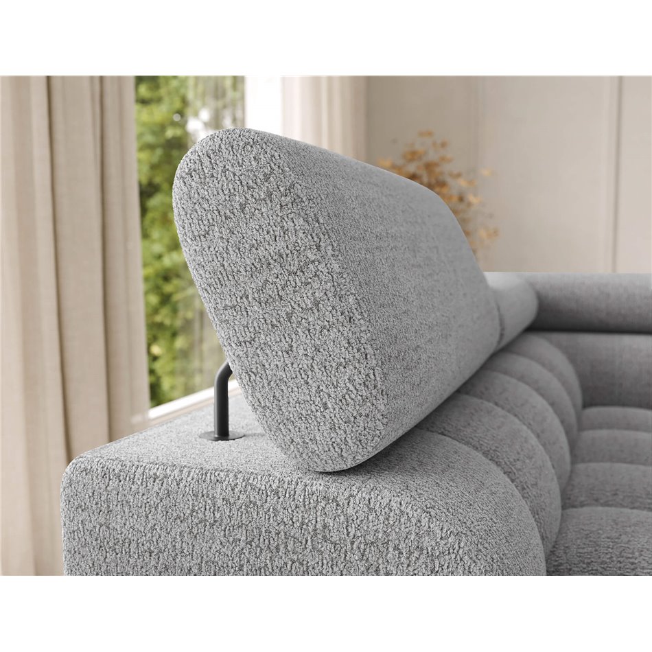 U-shaped sofa Elferaria L, sleeping function, Royal 03, boucle, grey, H93x358x202cm