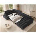 U-shaped sofa Elferaria L, sleeping function, Royal 05, boucle, dark grey, H93x358x202cm