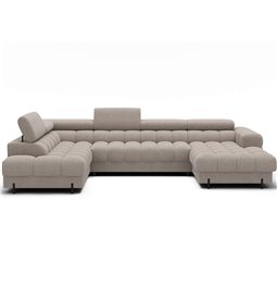 U-shaped sofa Elferaria L, sleeping function, Royal 18, boucle, beige, H93x358x202cm