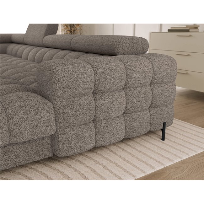 U-shaped sofa Elferaria L, sleeping function, Royal 20, boucle, dark beige, H93x358x202cm