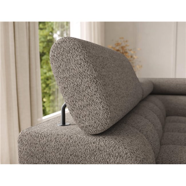 U-shaped sofa Elferaria L, sleeping function, Royal 20, boucle, dark beige, H93x358x202cm