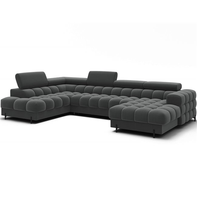 U-shaped sofa Elferaria L, sleeping function, Sola 06, dark grey, H93x358x202cm