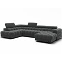 U-shaped sofa Elferaria L, sleeping function, Sola 06, dark grey, H93x358x202cm