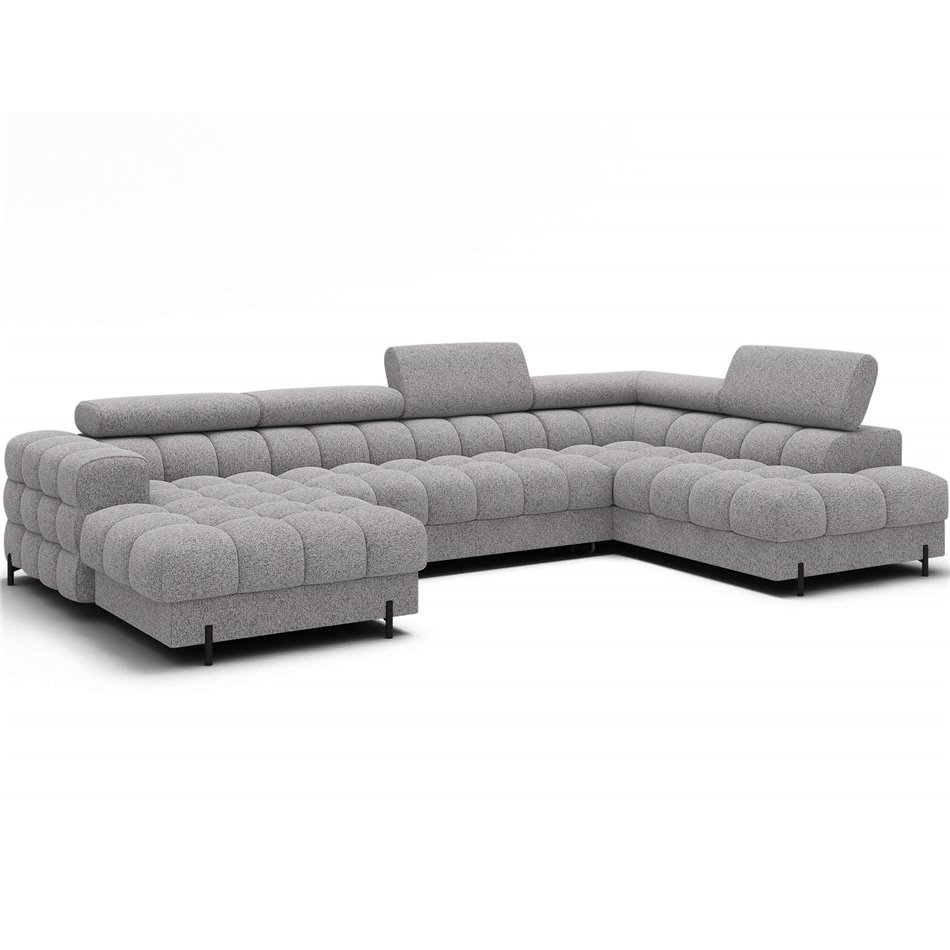 U-shaped sofa Elferaria R, sleeping function, Pellerito 03, grey, H93x358x202cm