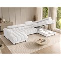 U-shaped sofa Elferaria R, sleeping function, Royal 01, boucle, white, H93x358x202cm