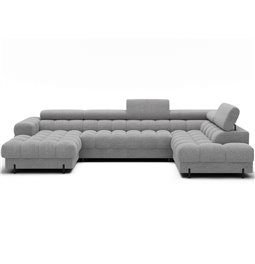 U-shaped sofa Elferaria R, sleeping function, Royal 03, boucle, grey, H93x358x202cm