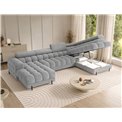 U-shaped sofa Elferaria R, sleeping function, Royal 03, boucle, grey, H93x358x202cm