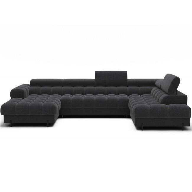 U-shaped sofa Elferaria R, sleeping function, Royal 05, boucle, dark grey, H93x358x202cm