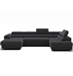 U-shaped sofa Elferaria R, sleeping function, Royal 05, boucle, dark grey, H93x358x202cm